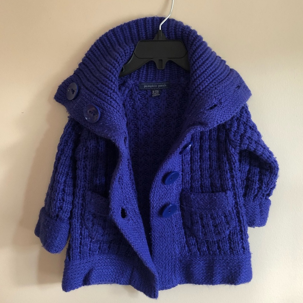 Deep Purple/Cobalt Baby Girl Cardigan Sweater